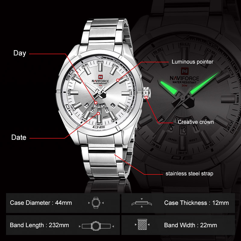 NAVIFORCE Jam Tangan Pria Berm - Luxury Watch Maker ulasan dan harga